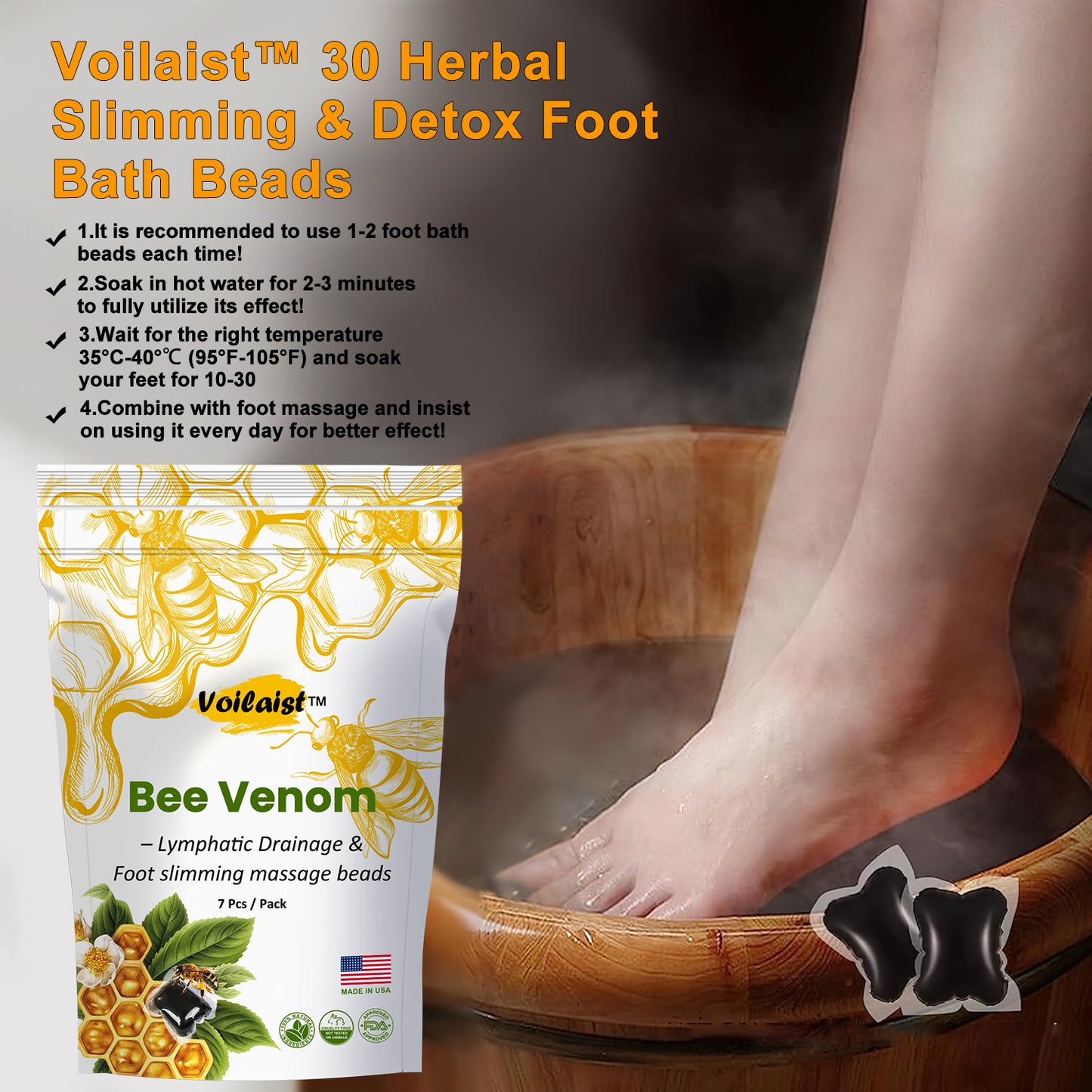 Voilaist™ 🐝Bee Venom Lymphatic Drainage & Slimming Foot SoakBeads【Doctorrecommendation-For alllymphatic problems and obesity】